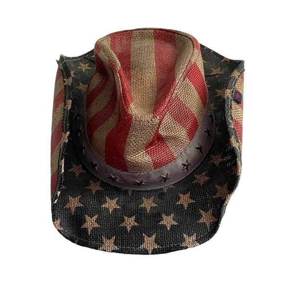 PETER GRIMM Ltd. Men's Justice American Flag Star Studded Straw Cowboy Hat - Picture 8 of 14